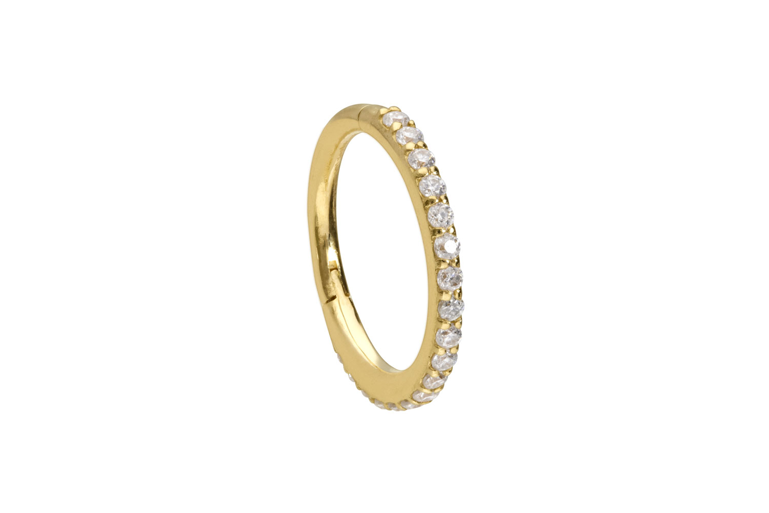 14/18 Karat Gold Segmentring Clicker Piercing EINGEFASSTE MOISSANITE